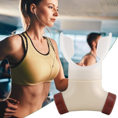 Ademhalingstrainer - Longtrainer Apparaat - Sport Prestaties Verbeteren - Verstelbare Intensiteit - Compact Ontwerp - Beige
