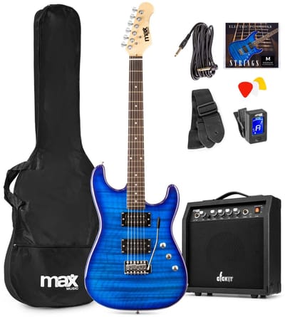 Max GigKit Elektrische gitaar 4/4 - Met 40 Watt versterker en accessoires - Donker blauw