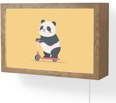 Wandlamp 30x20 cm - Oplaadbaar - Panda - Step - Geel - Wandlampen binnen woonkamer - Slaapkamer lamp met kabel - Decoratieve nachtlamp - Vloerlamp snoer