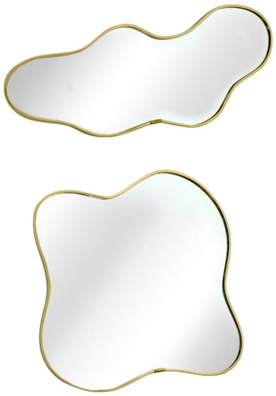Home Society - Onderbord - Decoratief dienblad - Set van 2 - Spiegel - Organische Vorm - Goud - Decoratieve Tray