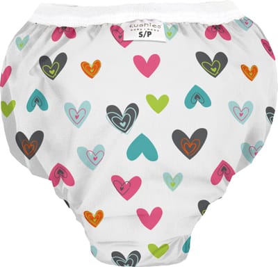 Kushies - Oefenbroekje - Meisjes - Wit met hartjes - Maat M (13-17 kg)