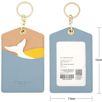 Schattige Dieren Kaarthouder PU ID Beschermhoes Sleutelhanger Werkkaart Liftkaart Hanger Sleutelhanger Creditcardhoes Pakket beige