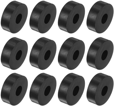 Set van 12 Rubber Spacers 10 x 10 x 30 mm, Vibrationdempers voor Huis, Auto's en Botens, Neopreen, Zwart, Geluidsisolatie en Schokabsorptie