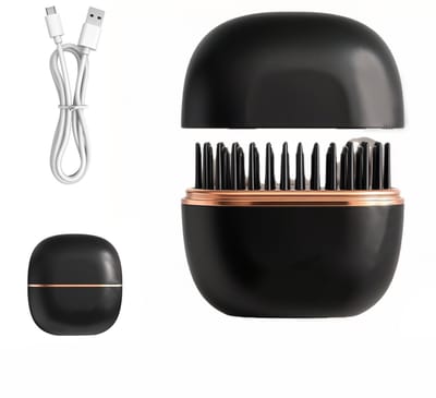 Mini-stijlborstel – Draagbare reisstijltang – Moeiteloos stijlen en krullen – Snoerloze 2-in-1 stylingtool – Zwart – Metaallegering - Titanium Coating