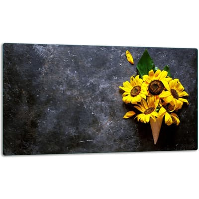 TMK ArtDeko Serie - Glazen Snijplank - 52x30 cm - Bloemenmotief - Hittebestendig