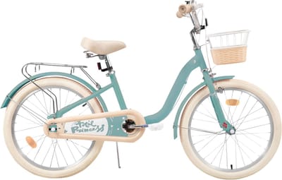 Kinderfiets – Voor kinderen van 3-10 jaar – Met zijwieltjes, fietsmandje en bagagerek – Groen, 51 cm