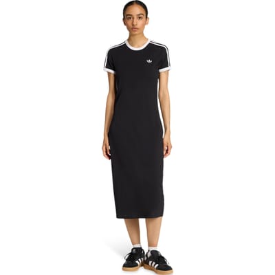 Adidas 3 stripes Jurken Dames - Zwart - Maat M (38-40) - Katoen Jersey