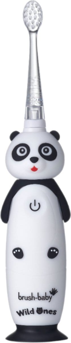 Brush-Baby | Electrische Oplaadbare Kindertandenborstel | WildOnes | Pan-Pan de Panda | 0 - 10 jaar | 3 opzetborstels | 2 poetsstanden | Timer & Pulse | Disco licht | Zuignapvoet
