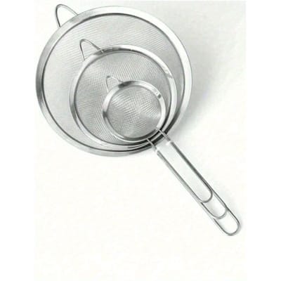 3 stuks(SML) RVS Fijnmazige Zeef met Handvat - Keukengereedschap voor Zeven 3pcs-s+M+L zilver