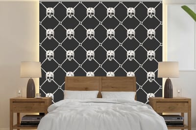 Behang - Fotobehang Patronen - Skull - Botten - Piraten - Jongens - Kinderen - Kids - Jongetje - Breedte 240 cm x hoogte 240 cm