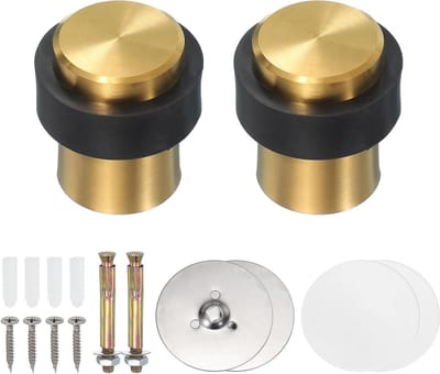 Deurstoppers Set - Deurwiggen Deurhouders - Vloeren Beschermen - Roestvrij Staal - 46 mm Hoog - Goudkleurig