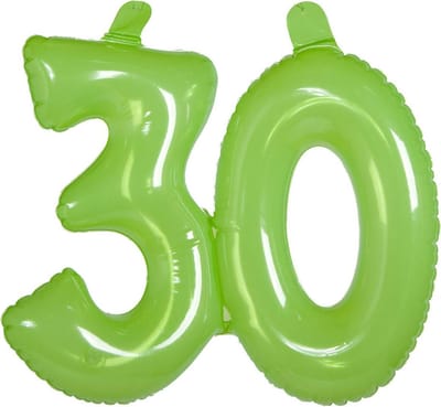 Opblaascijfer 30 jaar Transparant Lime Groen