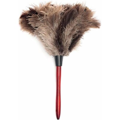 Brosse antistatique en fourrure de plumes d'autruche, plumeau, outil de nettoyage de la poussière, manche en bois