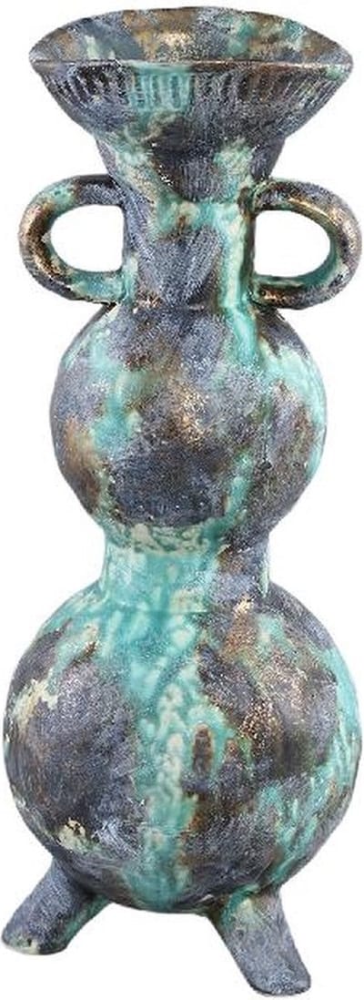 PTMD Ayaz Bloempot - H35 x Ø14 cm - Keramiek - Turqoise