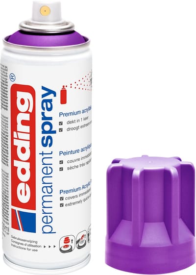 edding 5200 spuitverf in spuitbus - bessenrood mat - 1 stuk - 200 ml verf - direct dekkend – 0,7-1 m2 oppervlak - acrylverf voor het lakken en versieren van glas, metaal, hout, keramiek, kunststof, canvas - permanent spray, verfspray