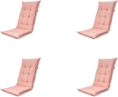 4 x Tuinstoelkussen hoog ca. 123x50 cm Napels salmone water repellent coating | Topkwaliteit tuinkussen Madison hoge rug