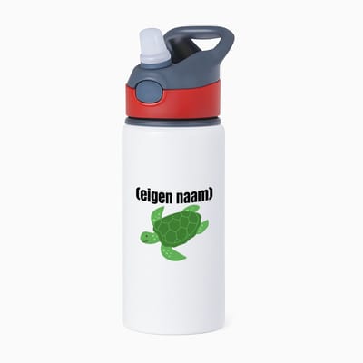 Hacebo® - schildpad met eigen naam waterfles met rietje rood - Schildpad - schildpad liefhebbers - iemand die houdt van schildpadden - verjaardag - cadeau - kado - geschenk - water fles - 650ML