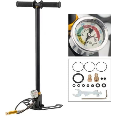 Hogedrukpomp Opvouwbare Watergekoelde Handpomp PCP Luchtcompressor 40MPA met Olie-Water zwart