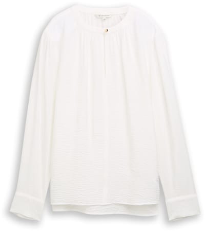 Tom Tailor - Crinkle blouse met ruches - Maat 38 - Whisper White