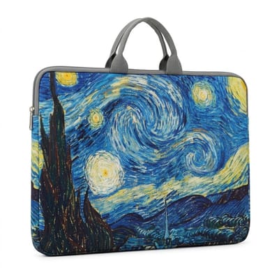 Groen bedrukte laptophoes met handvatten laptop tas dames en heren met sterren en swirl print rits sluiting zachte stof geschikt voor 14 inch laptop notebook tablet computer