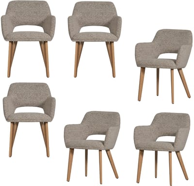 WOOOD Murat Eetkamerstoelen Houten Naturel Poot - Naturel - Set van 6