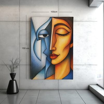 Canvas Schilderij - Vrouwelijke Harmonie - Abstract - Kunst - Wall Art - Wanddecoratie - 120x80x2 cm
