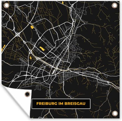 Tuin poster Goud - Stadskaart - Plattegrond - Freiburg Im Breisgau - Kaart - Duitsland - 200x200 cm - Tuindoek