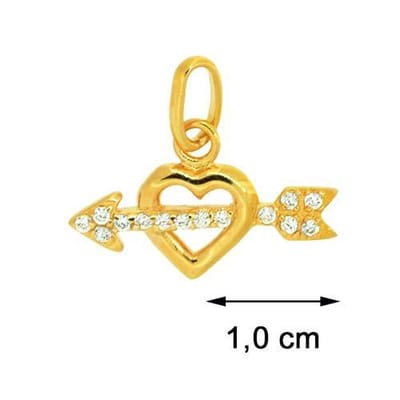Blinx Jewels Vergulden Hanger Hartje Pijl Steentjes Zirkonia