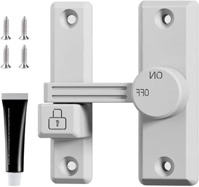 Rotary Bolt Latch voor Deuren en Poorten, Verbeterde Veiligheidsslot zonder Boren, Eenvoudige Montage en Betrouwbare Beveiliging - Wit