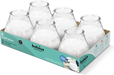 Bolsius - Twilight - Kaars in glas - Patio - Transparant - Tray 6 - 70 branduren