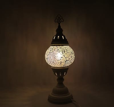 Turkse Lamp - Mozaïek Tafellamp - Hoog model Ø 12 cm - 1 stuk - Handgemaakt en kleurrijk