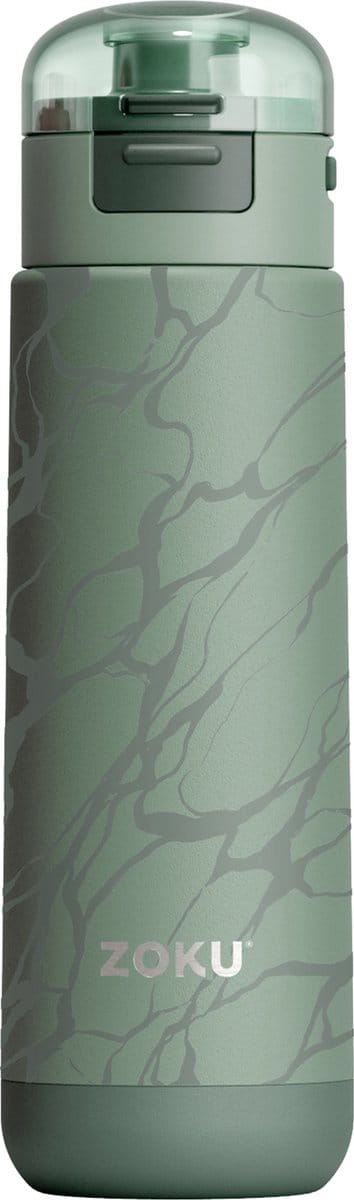 Thermosbeker, 0.5 L, RVS/Polypropyleen, BPA vrij, Groen met Print - Zoku