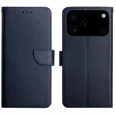 Coverup Hoesje - Geschikt voor iPhone 17 Pro Hoesje - Coverup Genuine Leather Book Case - Echt Leder - Blauw
