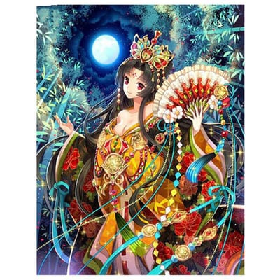 Diamant borduurwerk Japanse Anime meisje Diy Diamond schilderij Cross Stitch Home DecorHobby ambachten 20X30CM blue