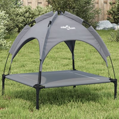 vidaXL - Hondenmand - met - luifel - oxford - stof - en - staal - antracietkleurig