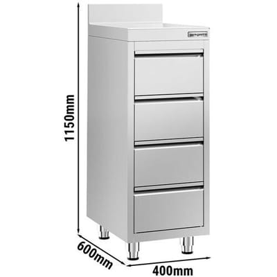 GGM Gastro Schubladenschrank PREMIUM - mit 4 Schubladen & Aufkantung - 400x600mm