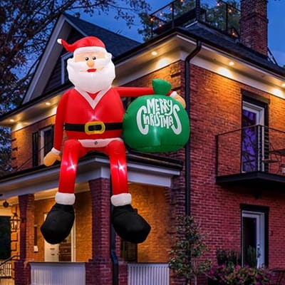Equivera Opblaasbare Kerstman - Kerstman Pop - Opblaasbare Kerstfiguren - Opblaasbare Kerstman voor Buiten - Opblaasbare Kerstversiering - Breng uw huis in de kerstsfeer!