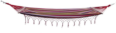 Buitenkado Hangmat 350cm Katoen Franjes Gestreept Rood