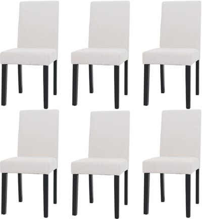 Set van 6 eetkamerstoelen Littau, keukenstoel hoge rug, stof/textiel koord hout ~ crème, donkere poten