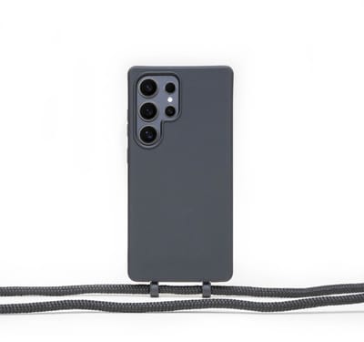 Coverzs Silicone case met koord - Telefoonhoesje met koord - Backcover hoesje met koord - touwtje - geschikt voor Samsung Galaxy S24 Ultra - Zwart