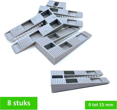 TQ4U meubelwig - Stelwig - Kunststof - 0 tot 15 mm - 43 mm breed - Grijs - 8 stuks