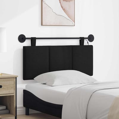 vidaXL - Hangend - hoofdbord - Met - LED-verlichting - Zwart - Stof