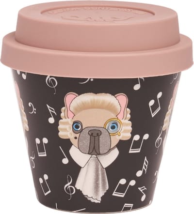Quy Cup - 90ml Ecologische Reis Beker - Espressobeker “Mozart” met beige Siliconen deksel 7x7x7cm