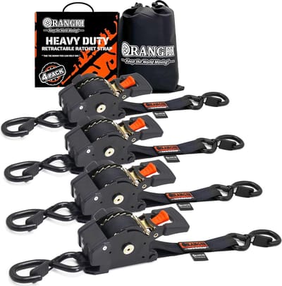 Zware Ratelbanden - Intrekbare Spanbanden - Vracht Zekeren - Automatisch Intrekbaar - 2.5cm x 3m - Zwart Oranje
