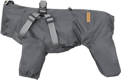 Honden regenjas - Honden overall regenpak - Hond uitlaten - Met ingebouwd harnas - Maat 6XL - Grijs