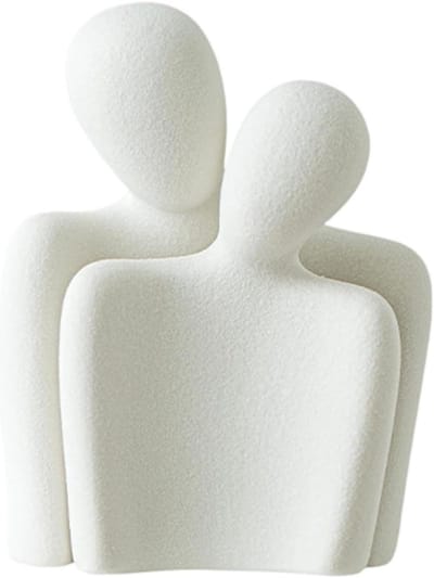 Keramisch Bruidspaar Beeld - Liefdesbeeldje - Woonkamer Decoratie - Symbool van Verbondenheid - 102 cm Hoog - Wit