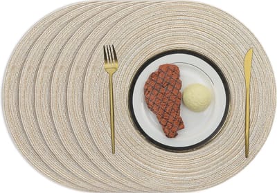 Geweven Gevlochten Ronde Placemats Set van 6
