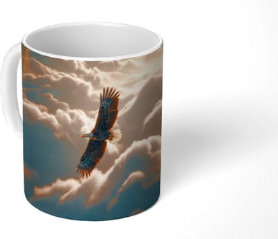 Mok - Koffiemok - Adelaar - Wolken - Zon - Mokken - 350 ML - Beker - Koffiemokken - Theemok