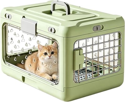 Huisdierenbox - Reiskooi - Veilig Vervoer - Ademend Ontwerp - 50 x 32 x 31 cm - Groen