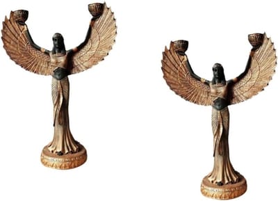 Kandelaar Set - Hars Beeldjes - Huis Decoratie - Mythologische Figuren - 2 Stuks 17cm - As Shown